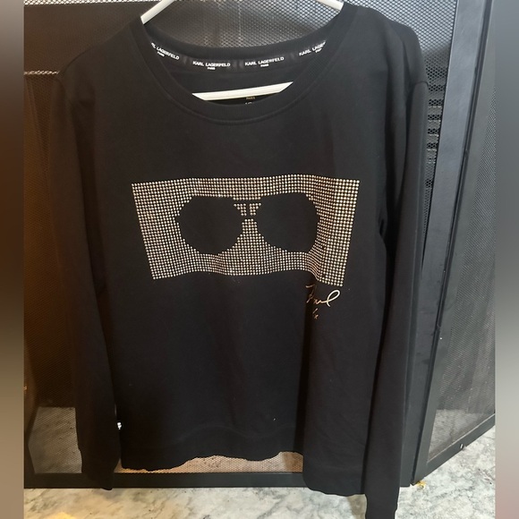 Karl Lagerfeld Tops - Karl Lagerfeld Paris Black Rhinestone Sweatshirt – Size Small